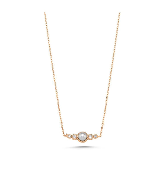 Crispy Natural Pearl 0,11 Karat Diamond Necklace