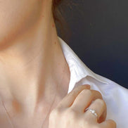 Crispy Natural Pearl 0,45 Karat Diamond Earring Necklace Ring Triple Set