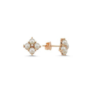 Square 0,12 Karat Natural Pearl Diamond Earring