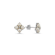Square 0,12 Karat Natural Pearl Diamond Earring