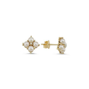 Square 0,12 Karat Natural Pearl Diamond Earring