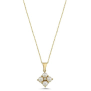 Square Four Natural Pearl 0,06 Karat Diamond Necklace