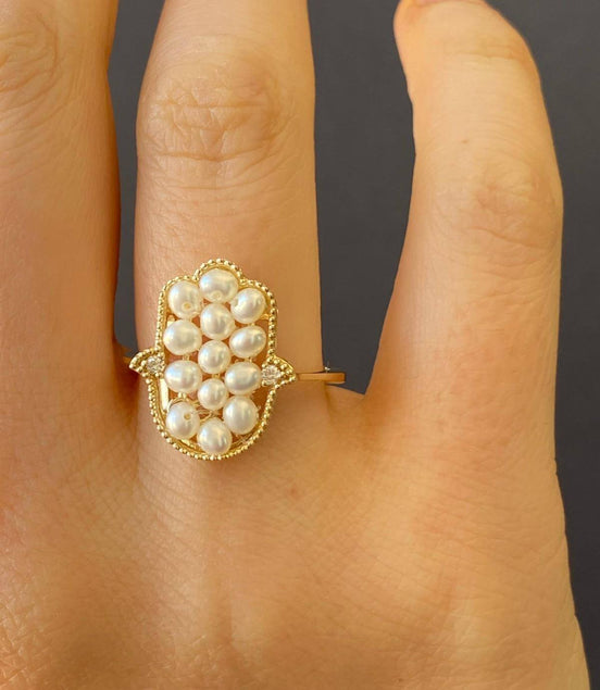 Fatma Elli Doğal 0,08 Karat İnci Pırlanta Yüzük | | Birinci1926