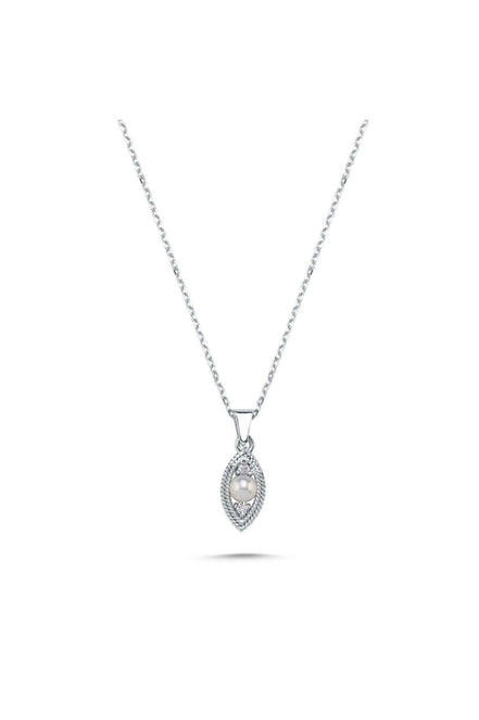 Eye Natural Pearl 0,15 Karat Diamond Necklace