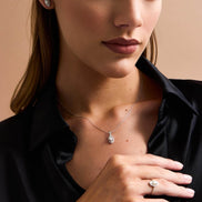 Eye Natural Pearl 0,15 Karat Diamond Necklace