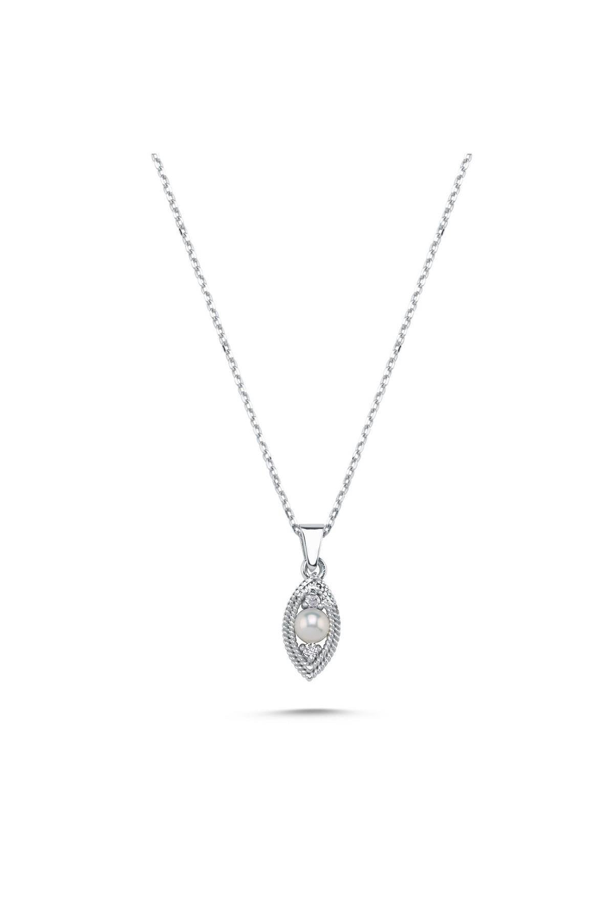 Eye Natural Pearl 0,15 Karat Diamond Necklace