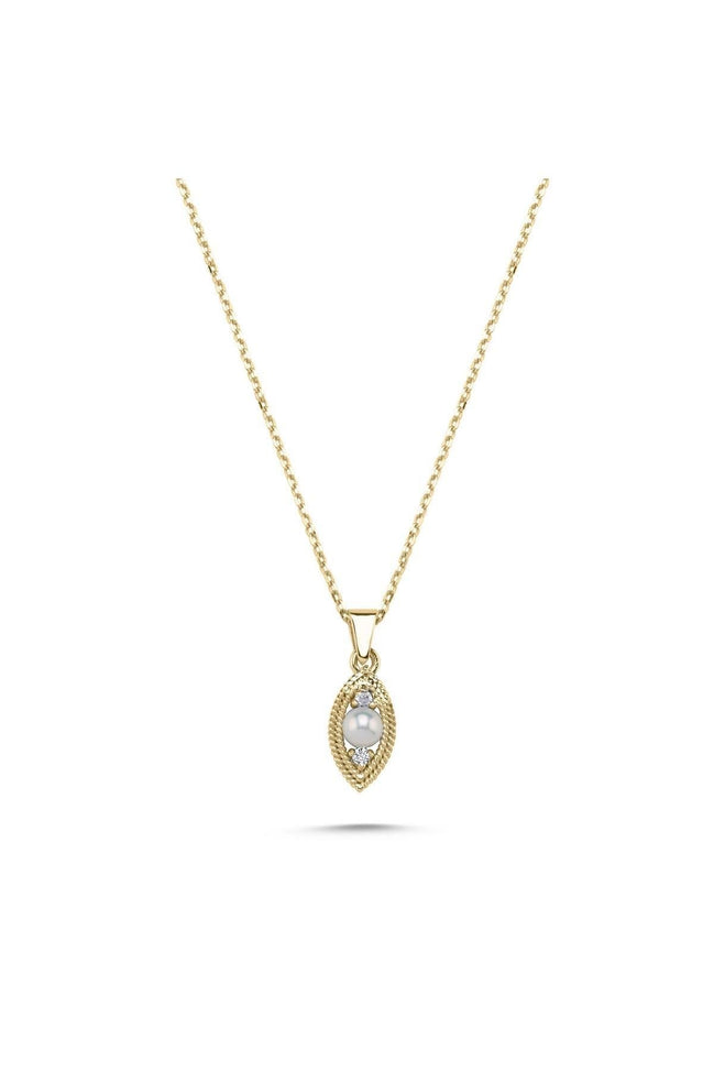 Eye Natural Pearl 0,15 Karat Diamond Necklace