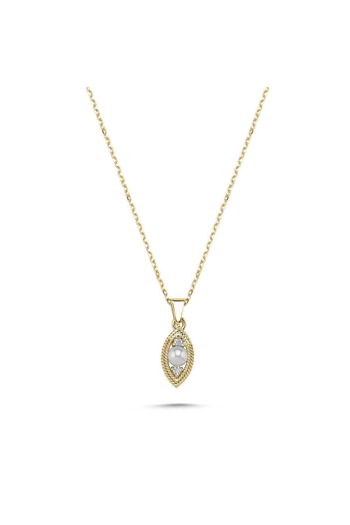 Eye Natural Pearl 0,15 Karat Diamond Necklace
