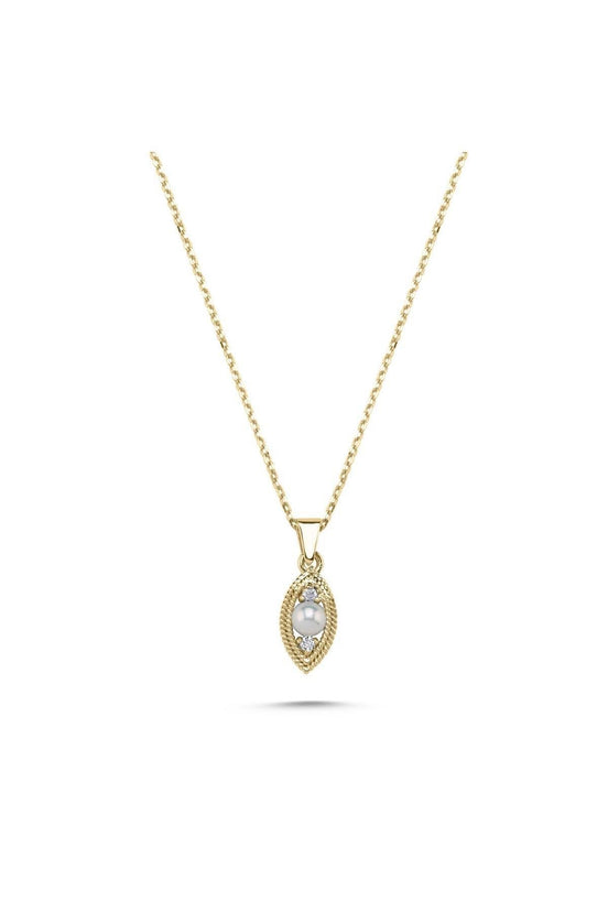 Eye Natural Pearl 0,15 Karat Diamond Necklace