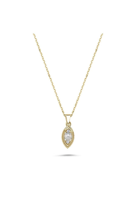 Eye Natural Pearl 0,15 Karat Diamond Necklace