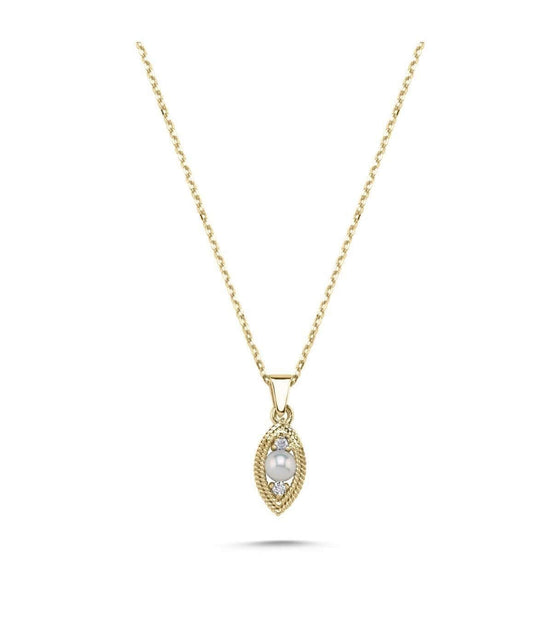 Eye Natural Pearl 0,15 Karat Diamond Necklace