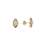 Eye Design 0,30 Karat Natural Pearl Diamond Earring