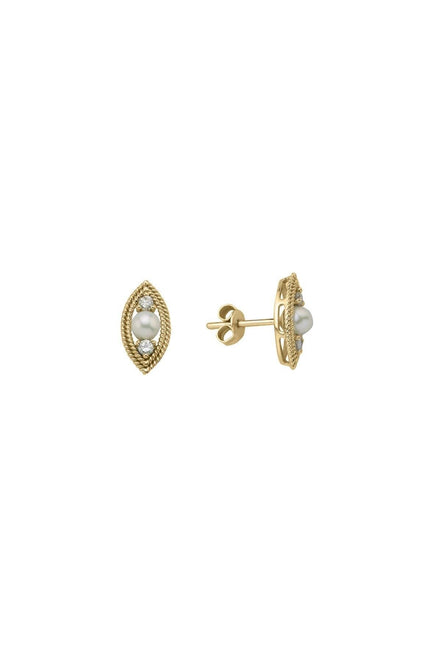 Eye Design 0,30 Karat Natural Pearl Diamond Earring