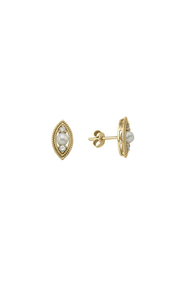 Eye Design 0,30 Karat Natural Pearl Diamond Earring