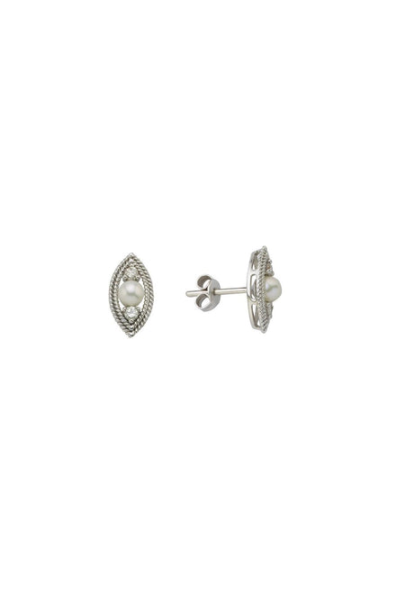 Eye Design 0,30 Karat Natural Pearl Diamond Earring
