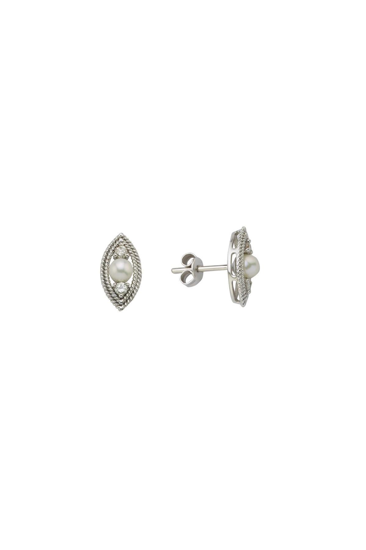Eye Design 0,30 Karat Natural Pearl Diamond Earring