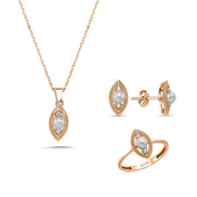 Eye Tek Natural Pearl 0,60 Karat Diamond Earring Necklace Ring Triple Set