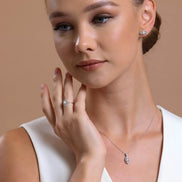 Eye Tek Natural Pearl 0,60 Karat Diamond Earring Necklace Ring Triple Set