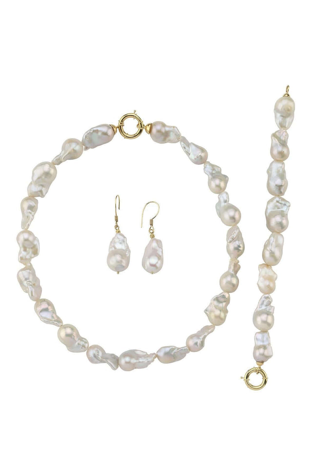 Barok İnci Kolye Bileklik Küpe Üçlü Set | | Birinci1926