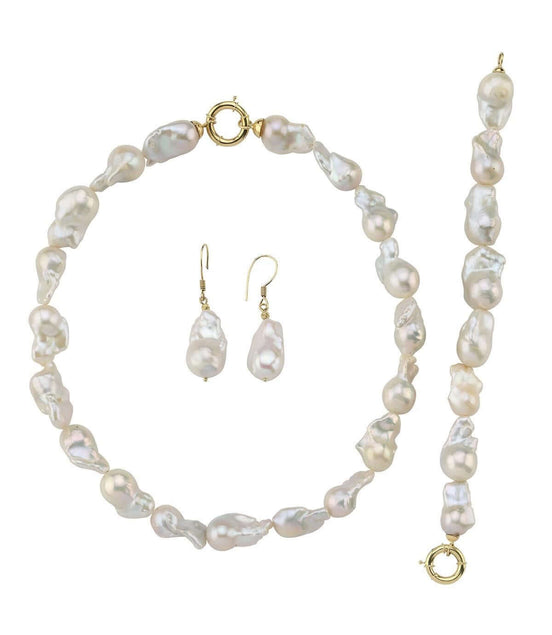 Barok İnci Kolye Bileklik Küpe Üçlü Set | | Birinci1926
