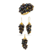 Grape Salkımı Doğal İnci Küpe Kolye Yüzük Üçlü Set | | Birinci1926