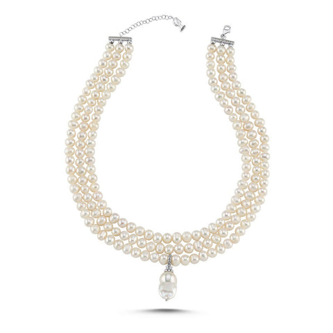 3 Sıra Barok Uçlu Doğal İnci Kolye | | Birinci1926