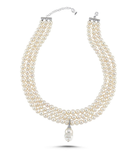 3 Sıra Barok Uçlu Doğal İnci Kolye | | Birinci1926