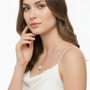 Three Pronged Diamond Natural Pearl Necklace