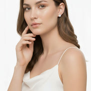 Four-Pronged Diamond Pearl Earrings