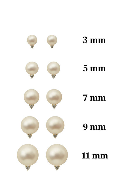 Three-Pronged Diamond Pearl Earrings