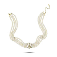 Lale Motif Four Lined Up Natural Pearl Necklace