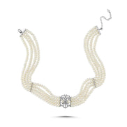 Lale Motif Four Lined Up Natural Pearl Necklace