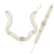 Lale Motif Dört Sıralı Doğal İnci Kolye Bileklik İkili Set | İnci Set | Birinci1926