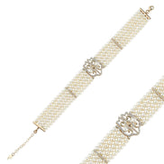 Lale Motif Four Lined Up Natural Pearl Bracelet