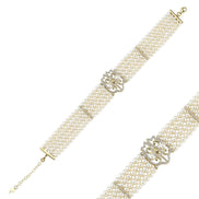 Lale Motif Four Lined Up Natural Pearl Bracelet