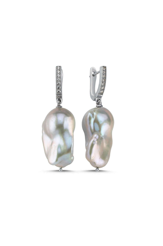 Gray Baroque Natural Pearl Earring