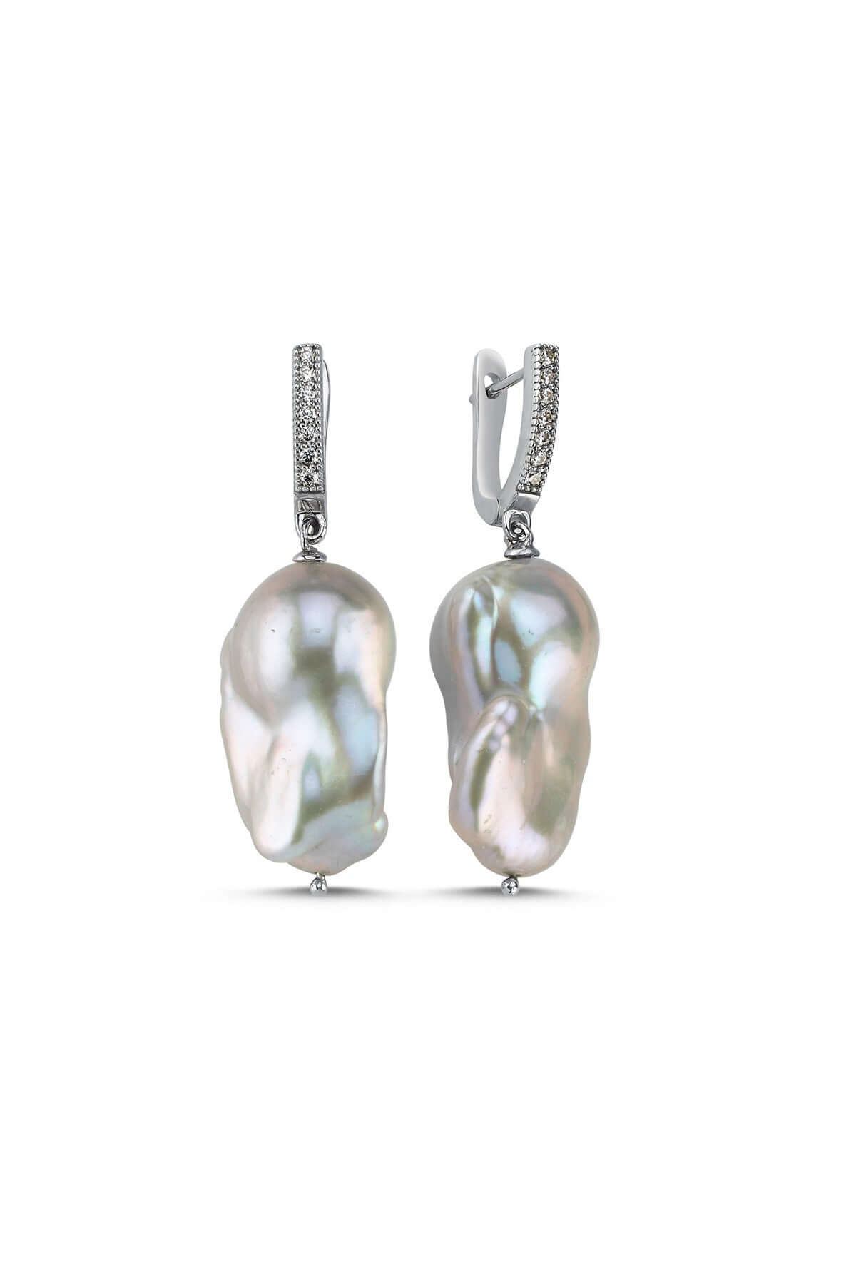 Gray Baroque Natural Pearl Earring