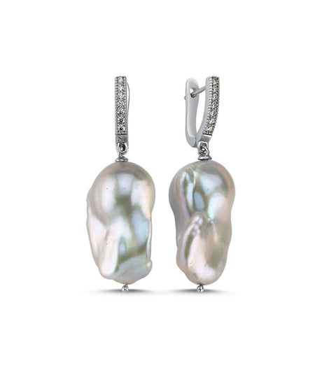 Gri Barok Doğal İnci Küpe | İnci Küpe | Birinci1926