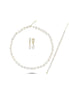 Lined Up Drop Natural Pearl Necklace Bracelet Earring Triple Set