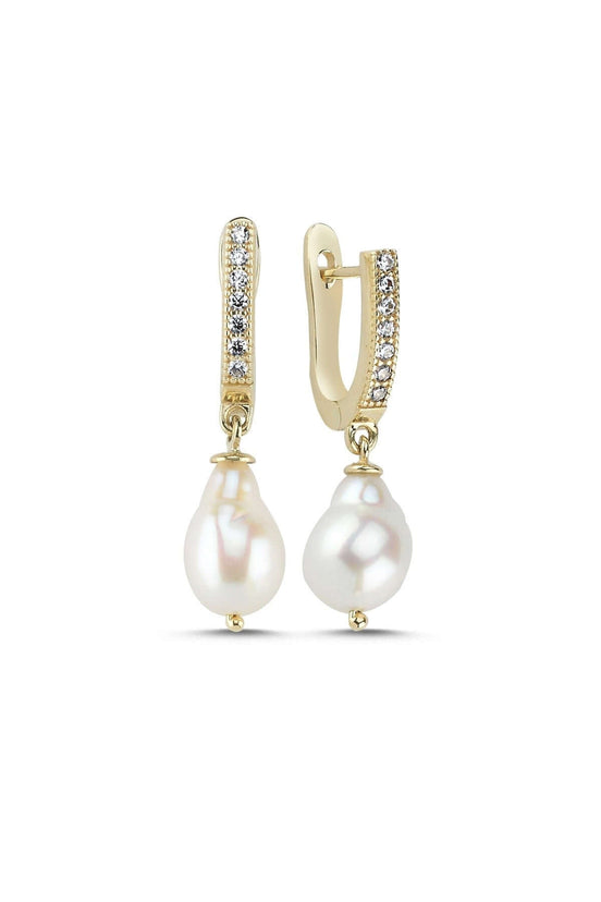 Lined Up Drop Natural Pearl Earring