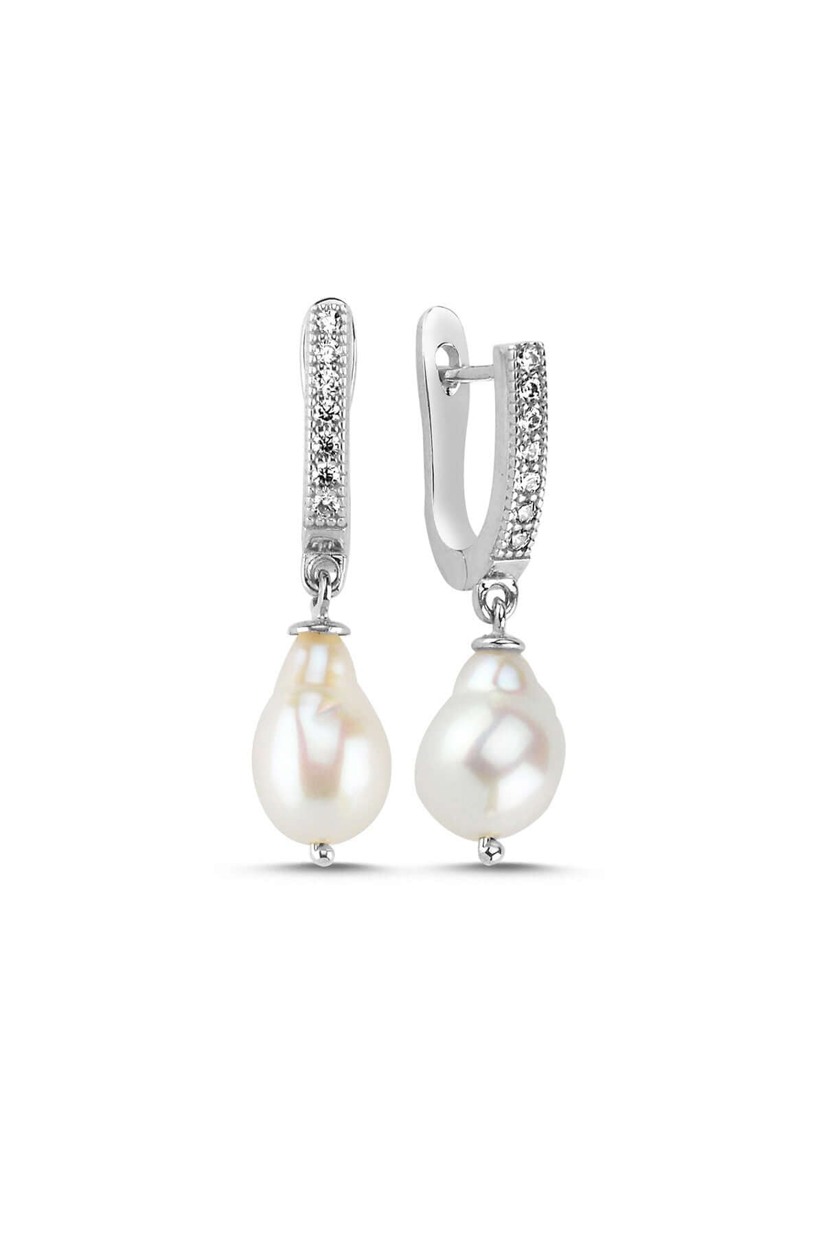 Lined Up Drop Natural Pearl Earring