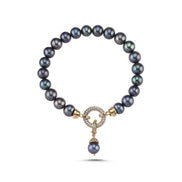 Hoop Clasp Black Natural Pearl Bracelet