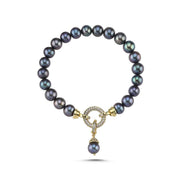 Hoop Clasp Black Natural Pearl Bracelet