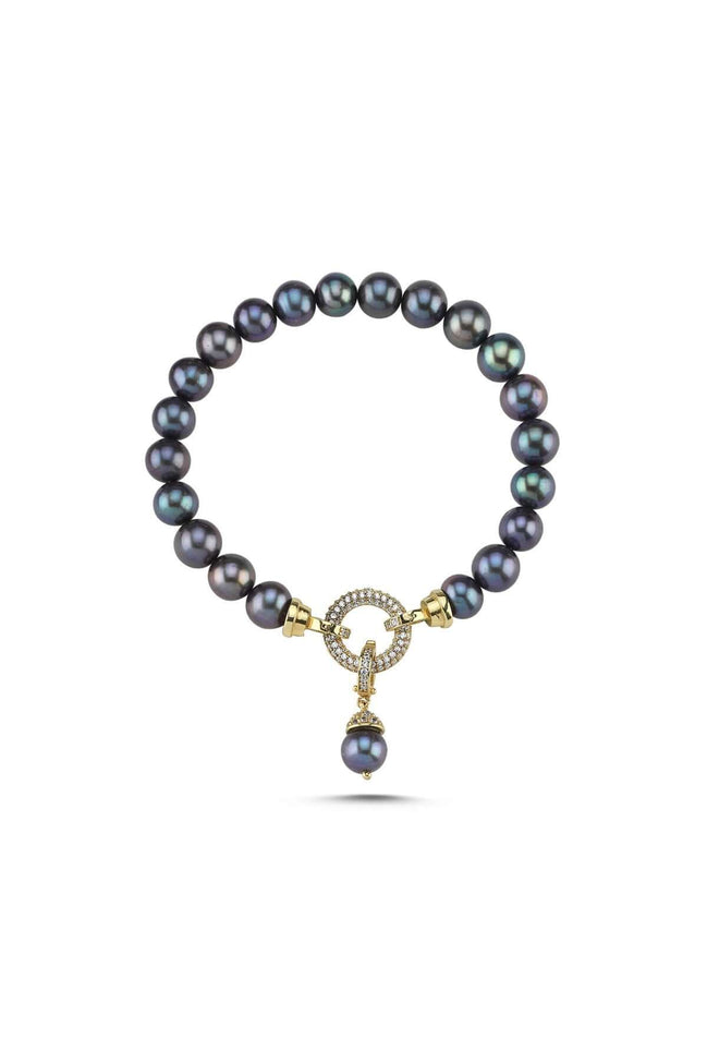 Hoop Clasp Black Natural Pearl Bracelet