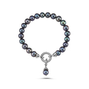 Hoop Clasp Black Natural Pearl Bracelet