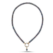 Hoop Clasp Black Natural Pearl Necklace