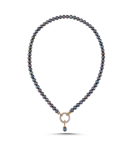 Hoop Clasp Black Natural Pearl Necklace