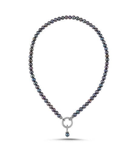 Hoop Clasp Black Natural Pearl Necklace