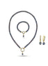 Hoop Clasp Black Natural Pearl Necklace Bracelet Earring Triple Set